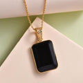 Black Octagon Gold Pendant Necklace