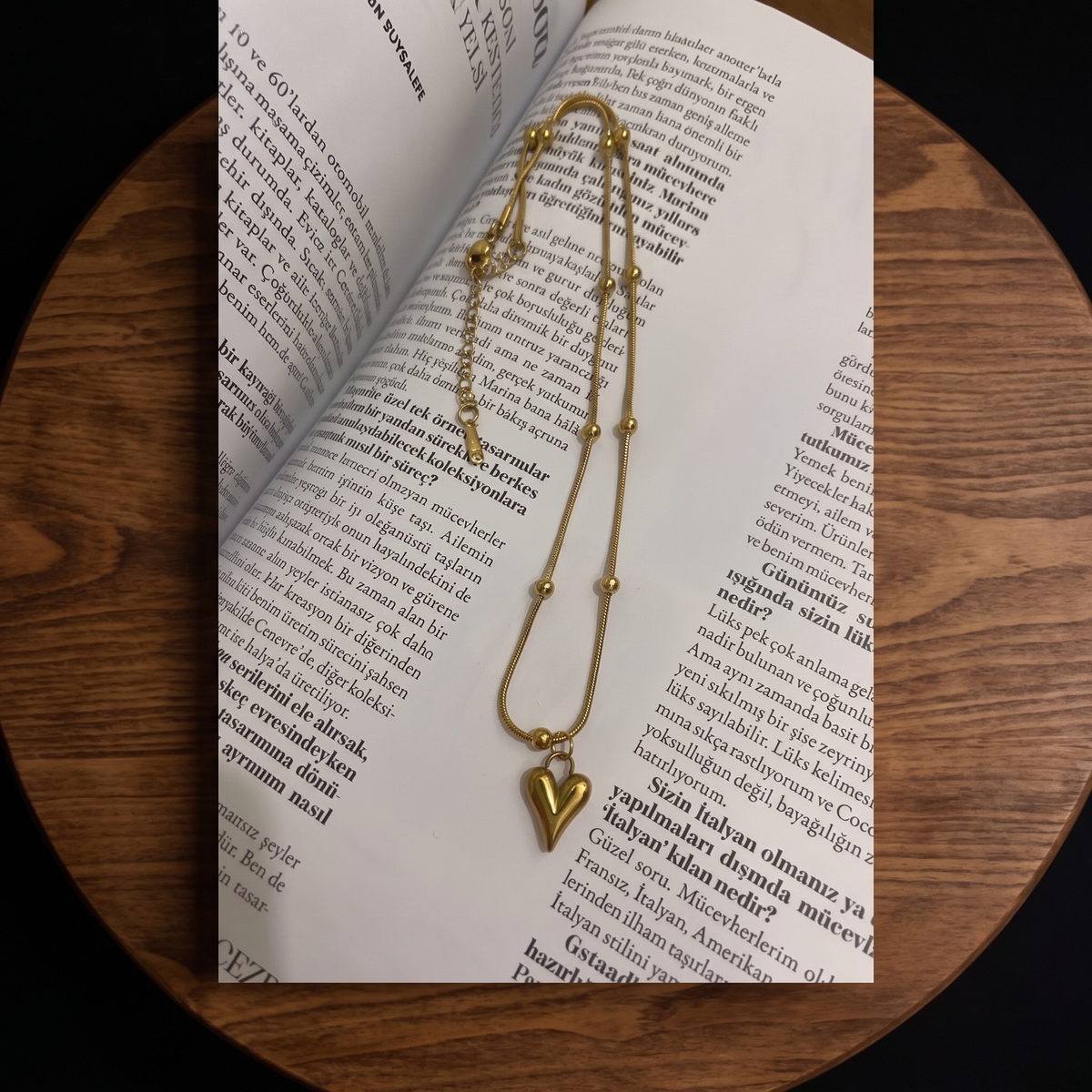 Golden Heart Drop Necklace in gold-tone stainless steel